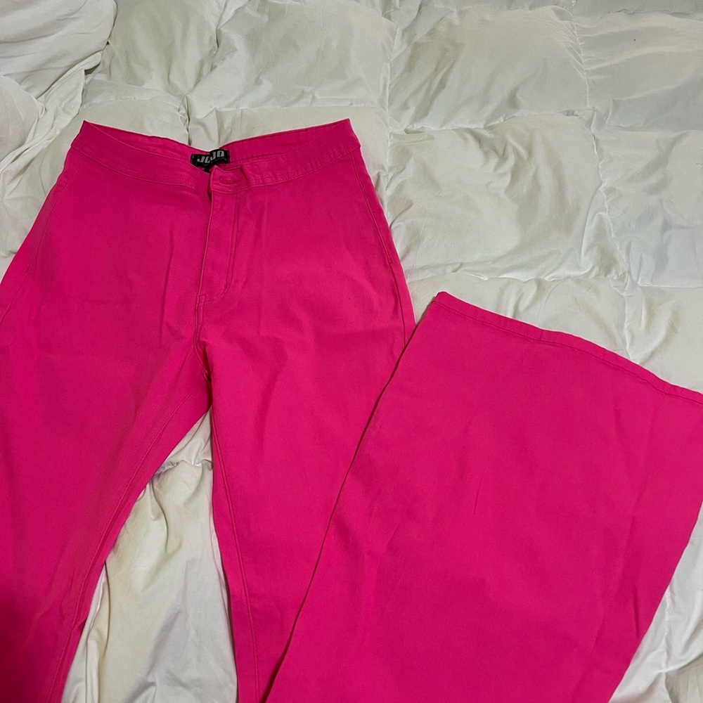 Vibrant Pink Flare Stretchy Jeans